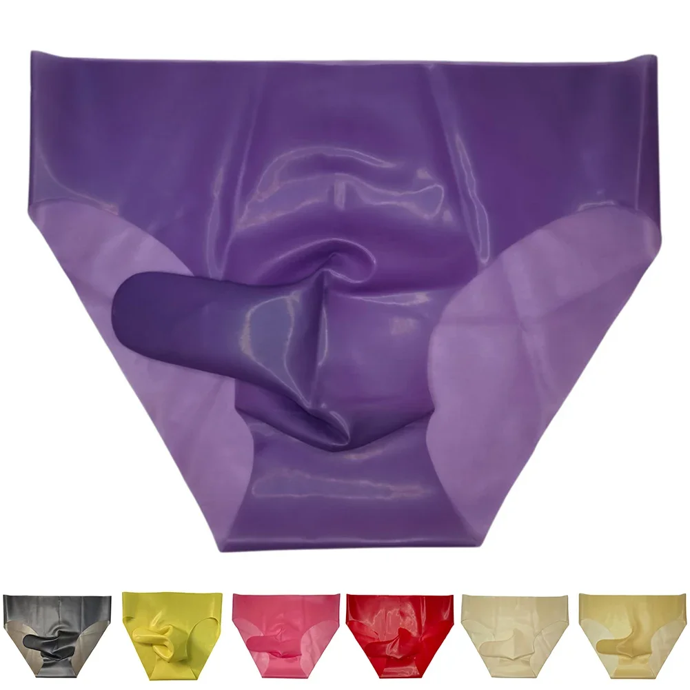 Lingerie Collection Erotic Seamless Rubber Shorts Latex Underpants Erotic Underwear Low Waist Design See-Through Material