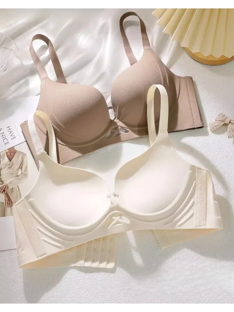 Lingerie Set  Women Small Bust Plus Size ,Breathable Seamless Shaping Bra, Push Up Thick Cotton Underwire Comfortable Daily Wear