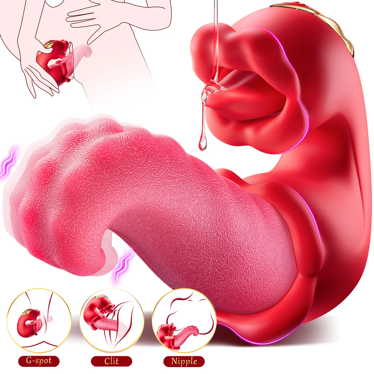 Vibrator Adult Sex Toys for Women Female Masturbation Tools Mouth Tongue Licking Sucking Vibrators G Spot Clit Anal Stimulation